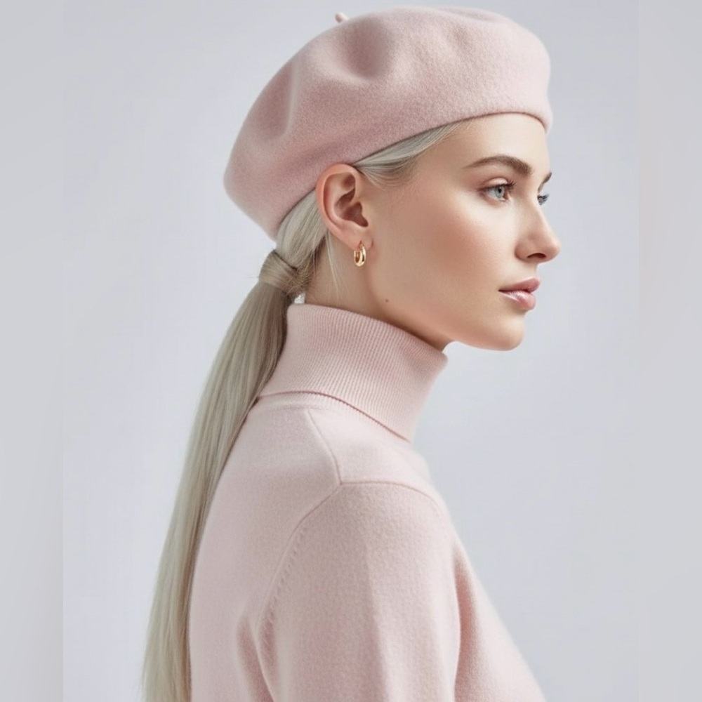 Vintage Pink Wool Beret Tam Parisian Hat French